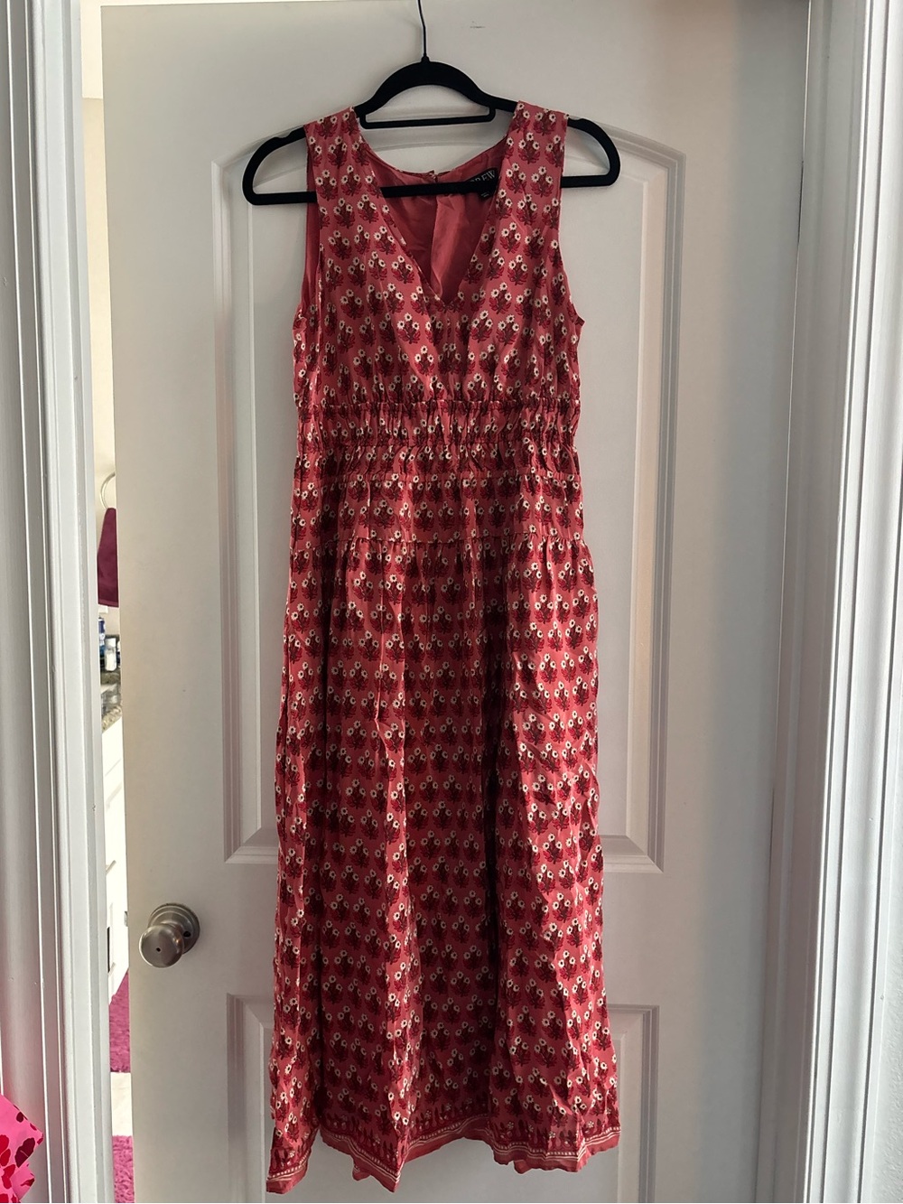 J. Crew Coral Red Floral Sleeveless Maxi Dress